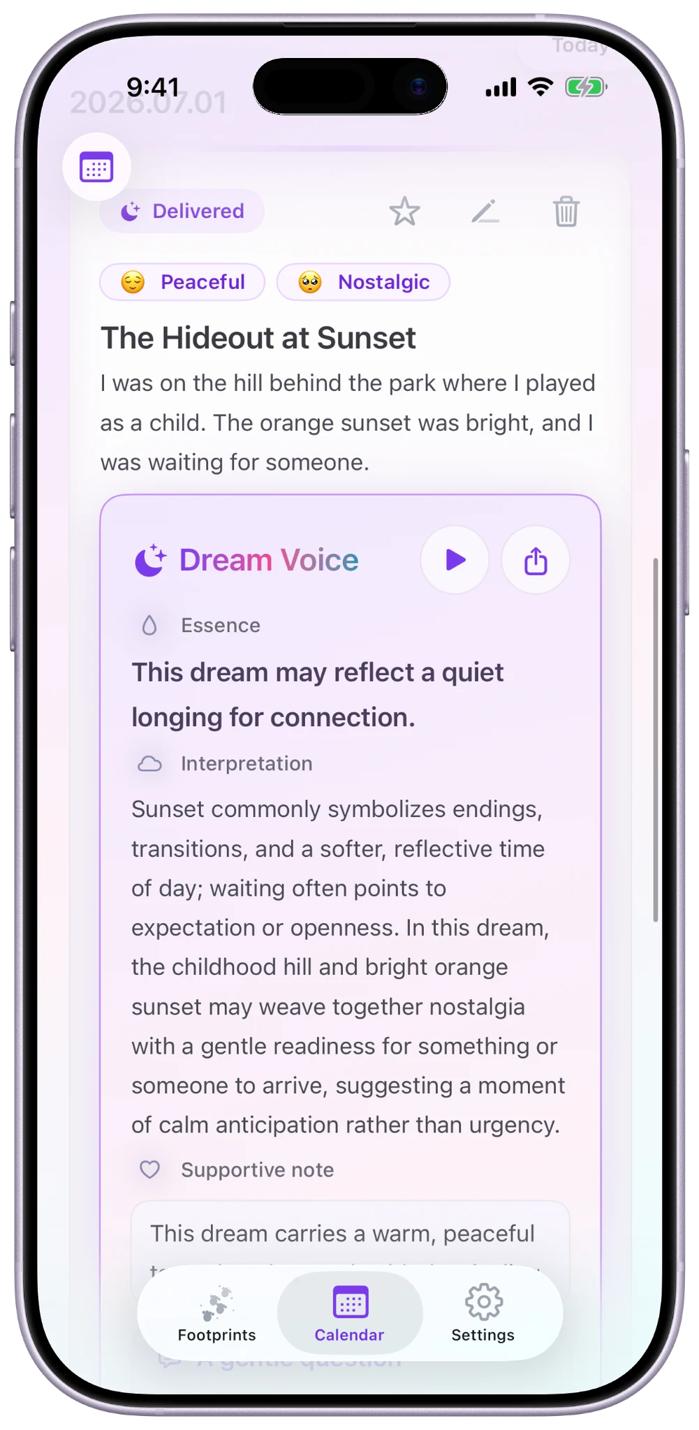 DreamVoice displayed on an iPhone