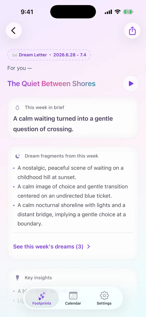 Weekly Dream Letter overview